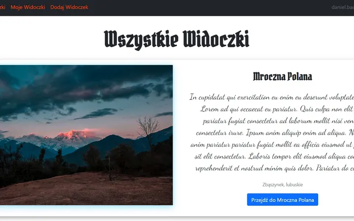 Widoczki application interface